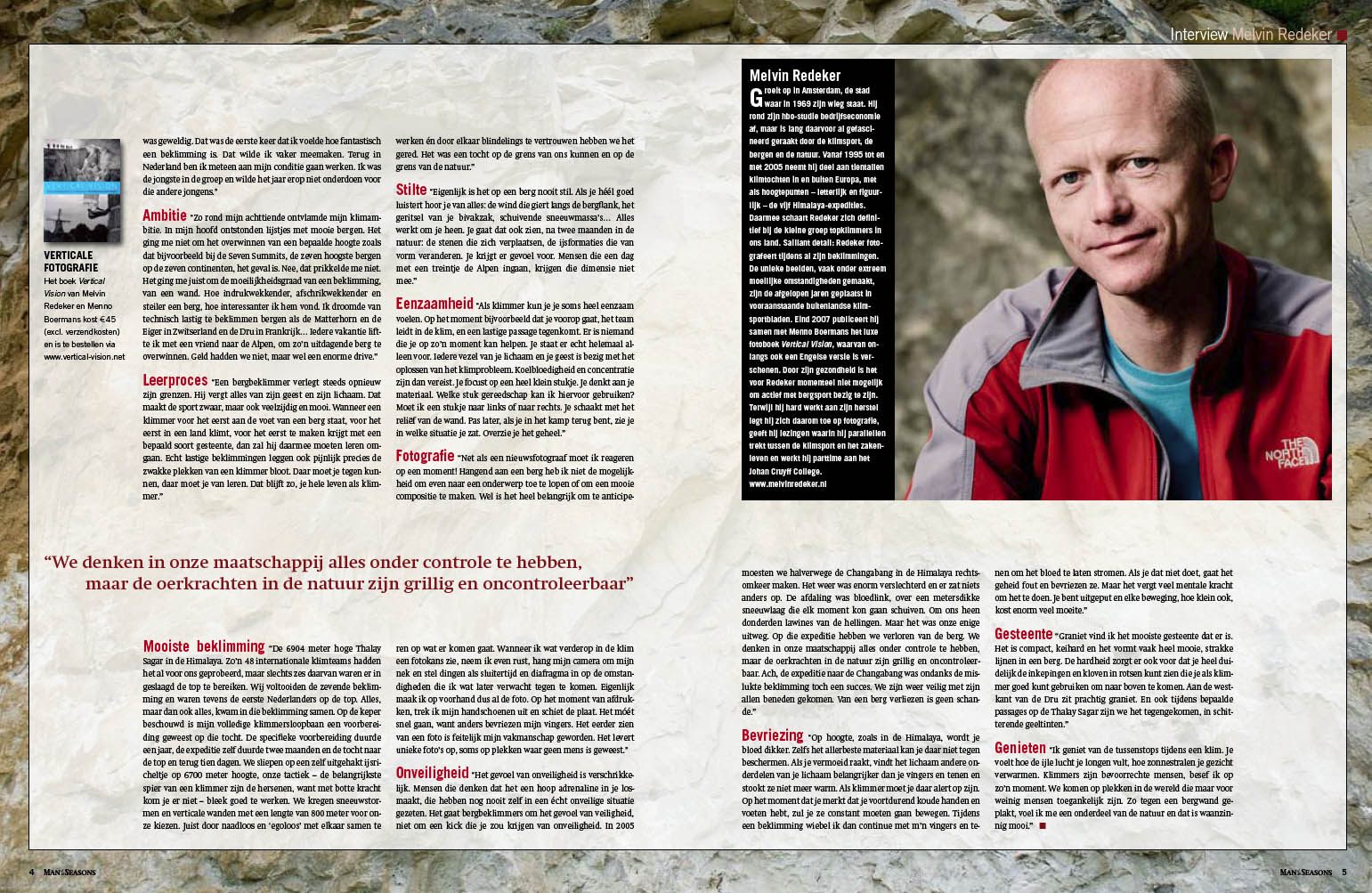 Seasons-interview waarin Melvin Redeker vertelt over teamwork en vertrouwen tijdens Himalaya-expedities