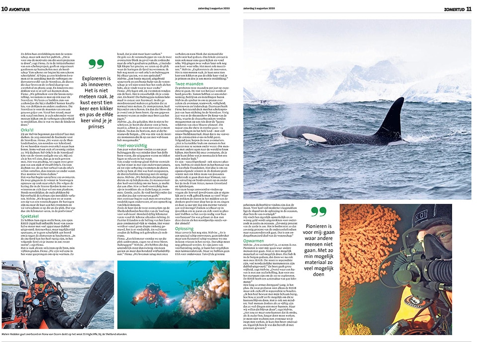Interview in Noord-Hollands Dagblad met Melvin Redeker en Fiona van Doorn over walvissen, zee-expedities en exploratie
