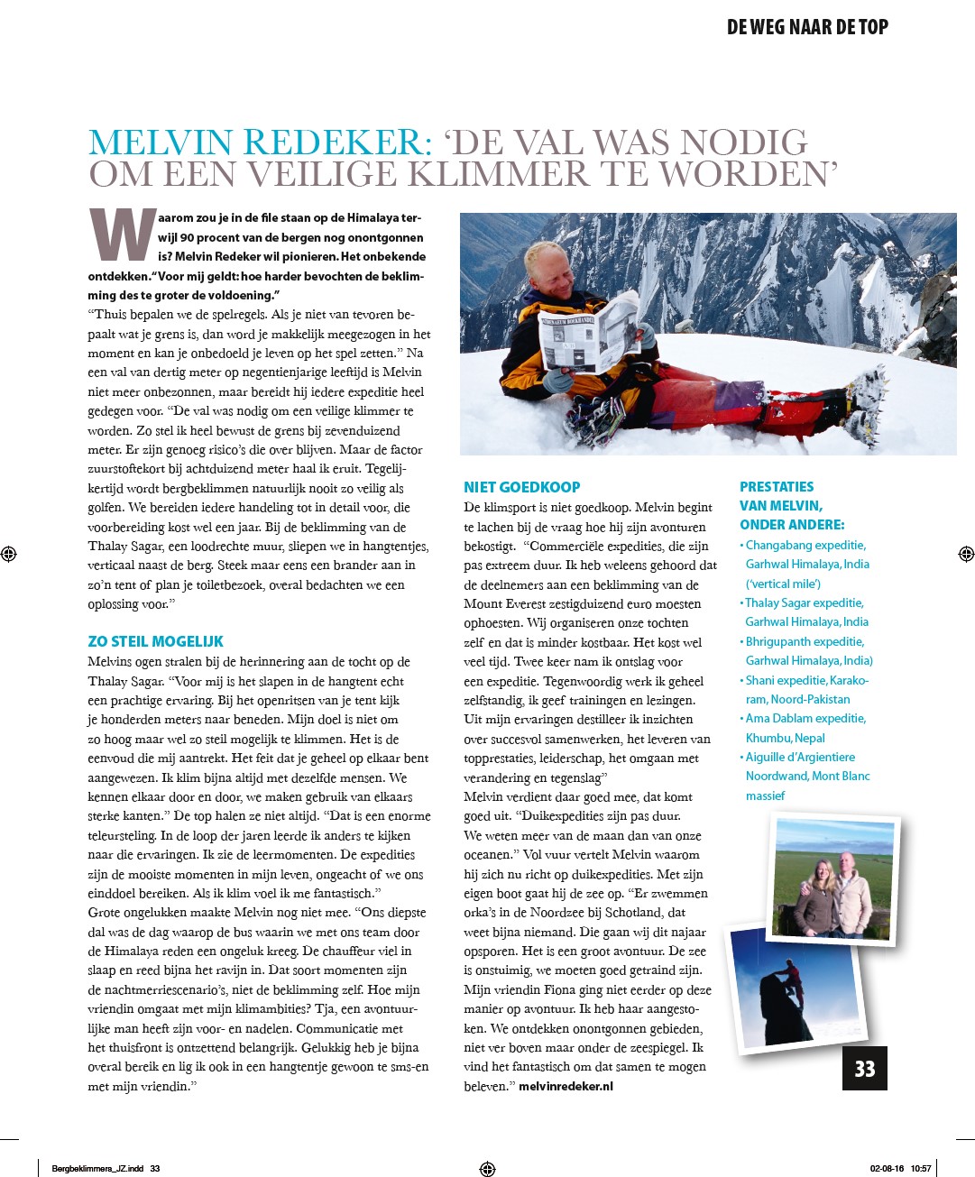 Interview met bergbeklimmer Melvin Redeker over pionieren, expedities en veilig klimmen