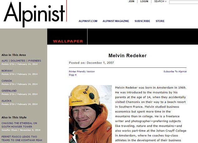 The Alpinist Melvin Redeker